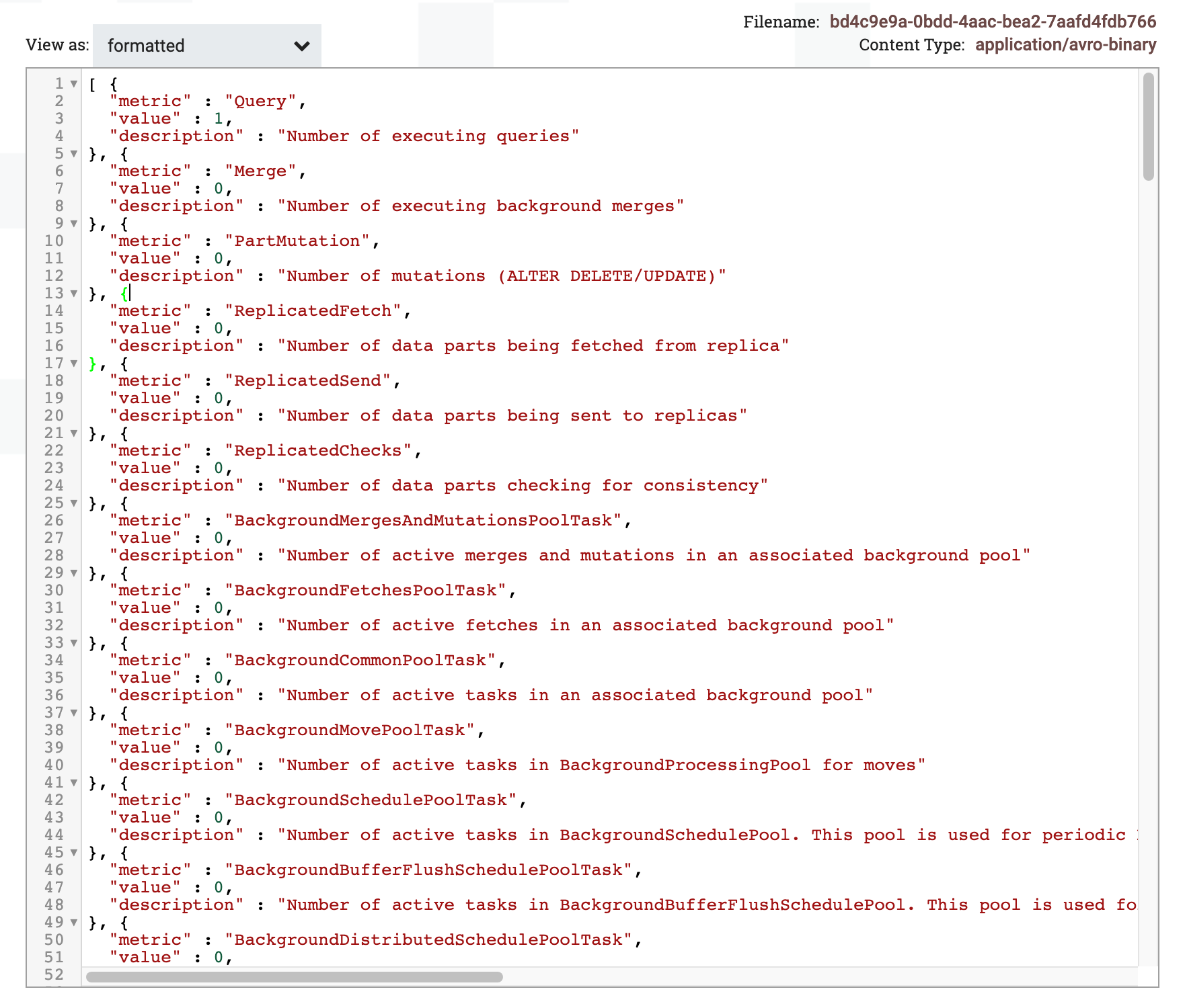 Просмотрщик содержим�ого FlowFile, отображающий результаты запроса в отформатированном виде