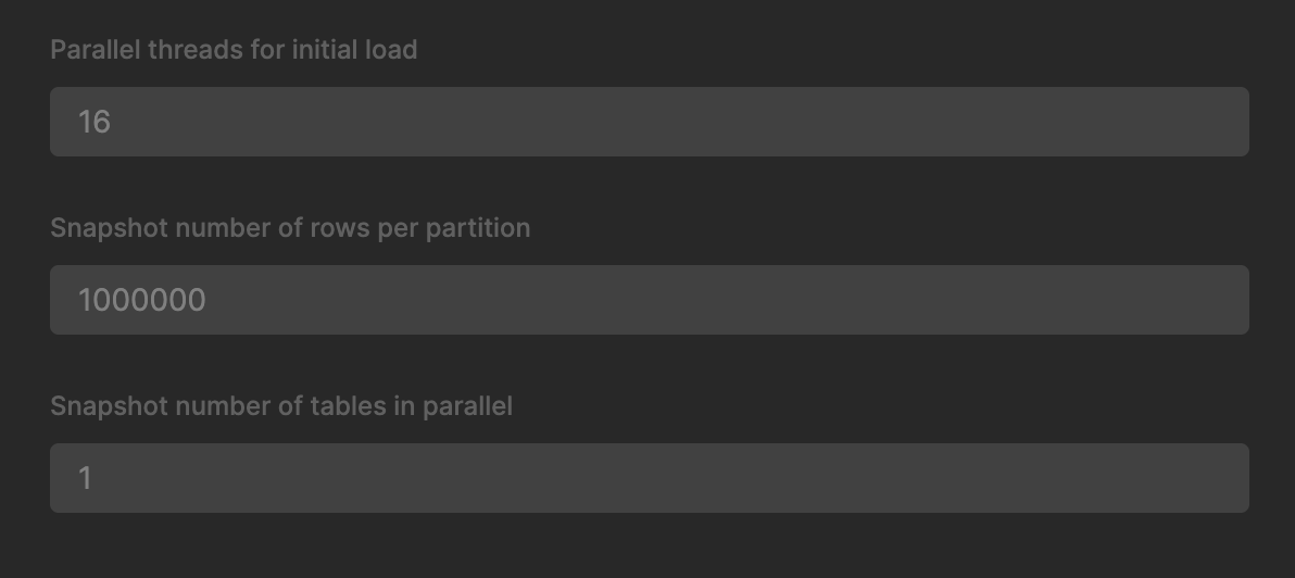 Snapshot parameters